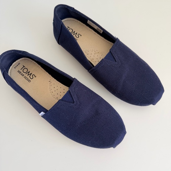 Toms Dark Blue Canvas Loafers Wear Good Slip On Shoes Women’s Size 6.5 - Picture 6 of 11